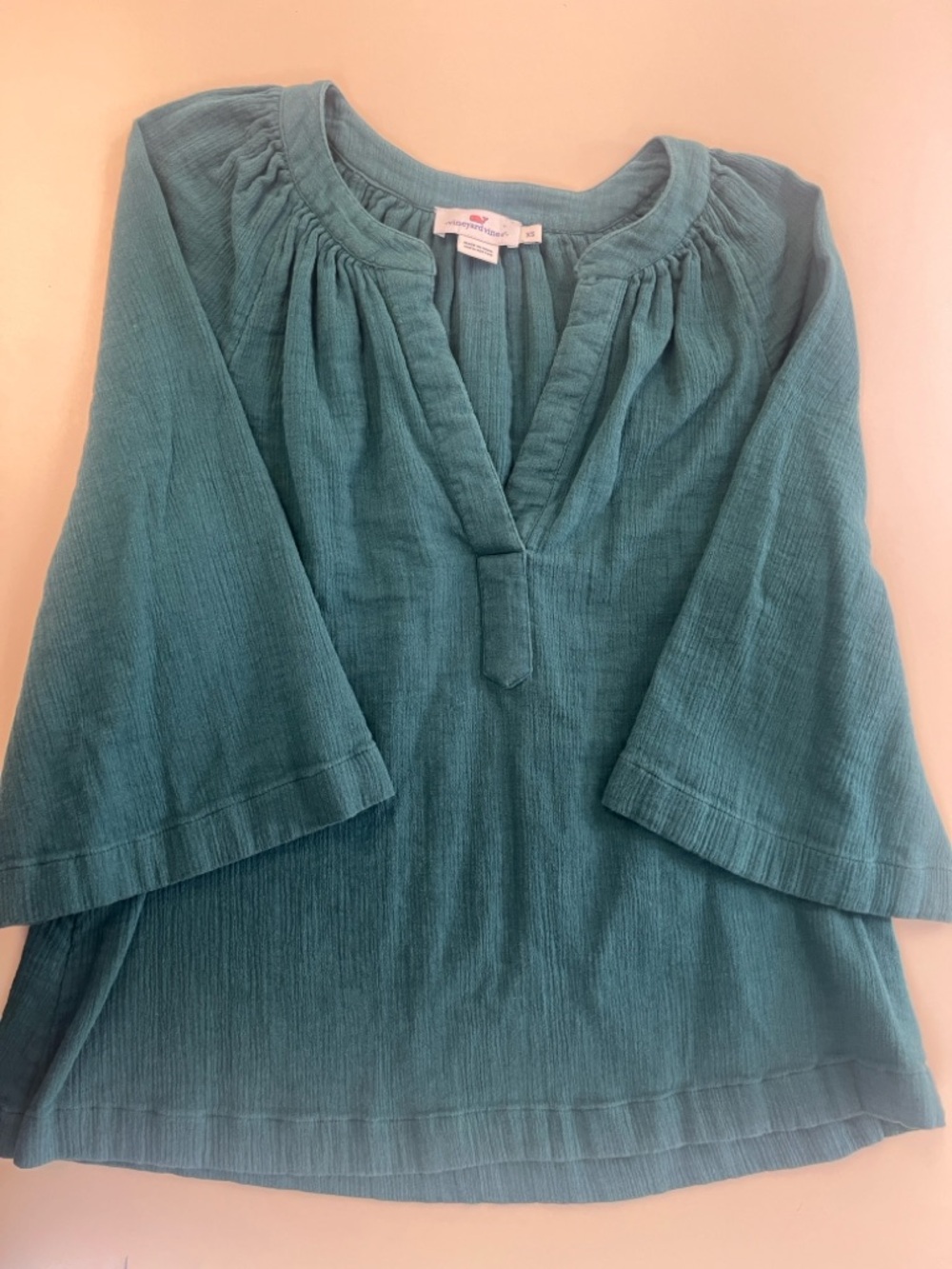 Vineyard Vines Teal Gauze Peasant Tunic